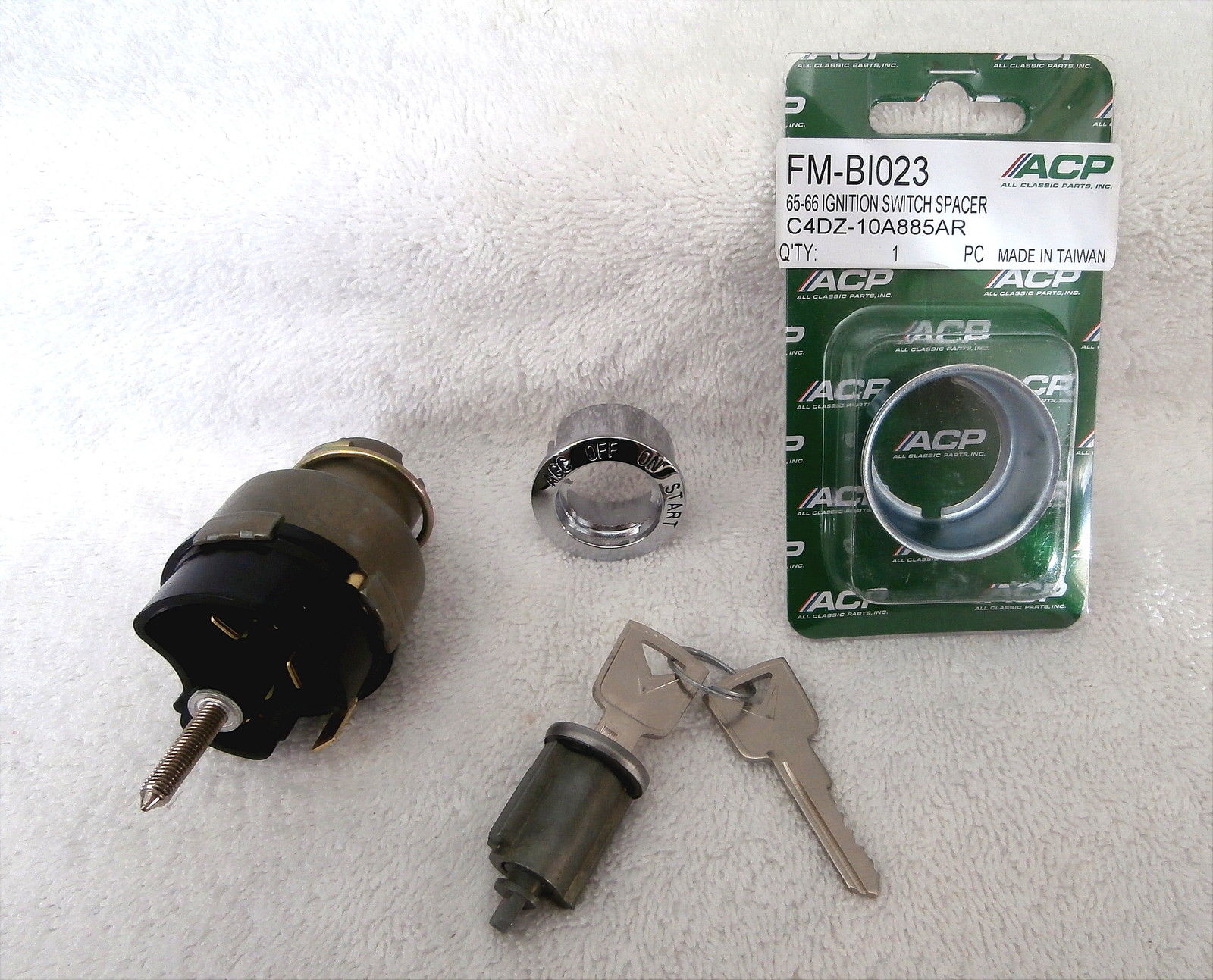 1965-66 Ford Mustang Ignition Switch, Bezel, Cylinder,Keys Complete Kit